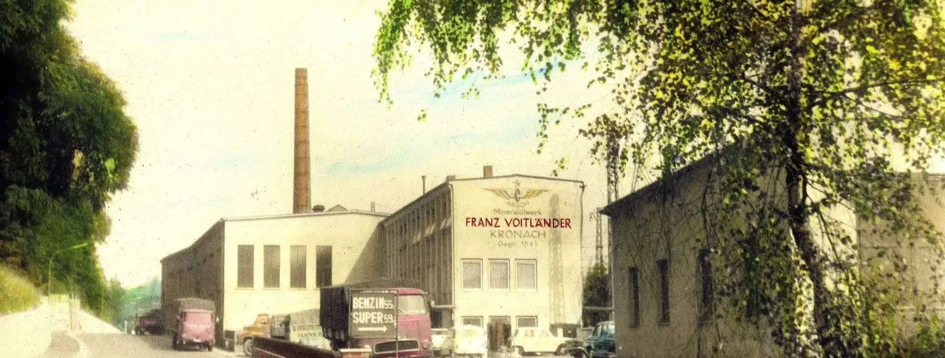 Historische Aufnahme des Mineralölwerks Franz Voitländer in Kronach